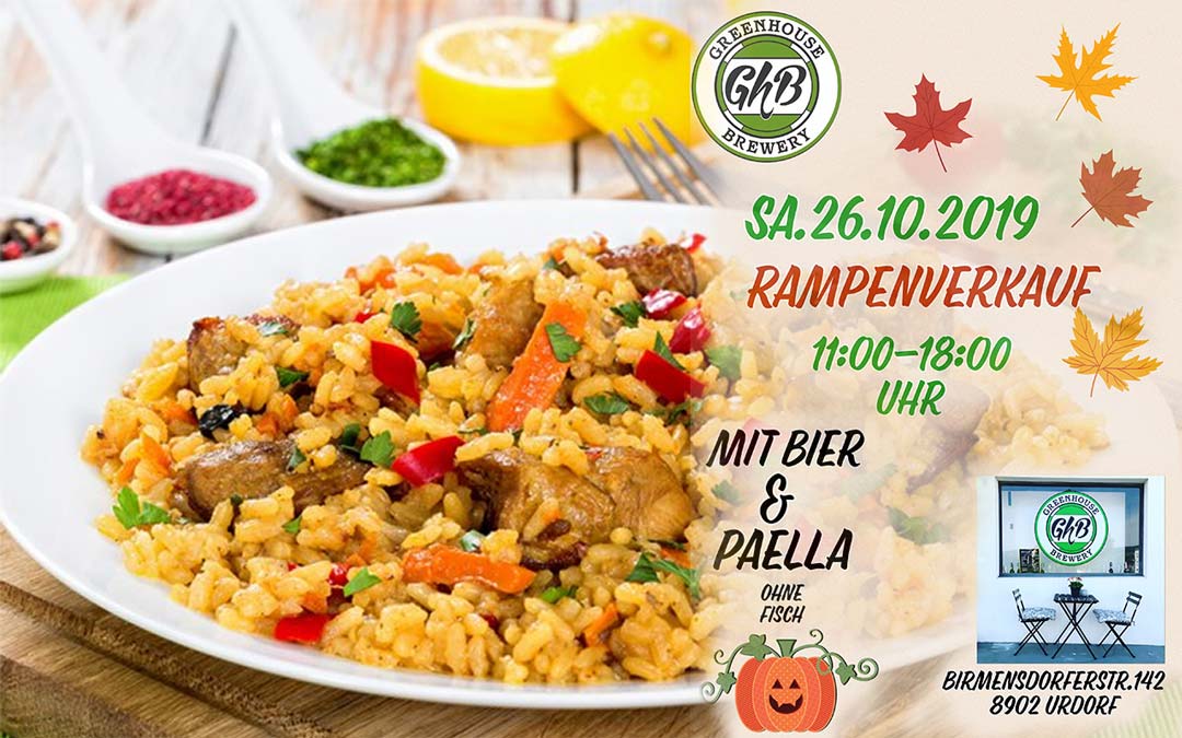 Herbstlicher Rampenverkauf mit Paella und Bier